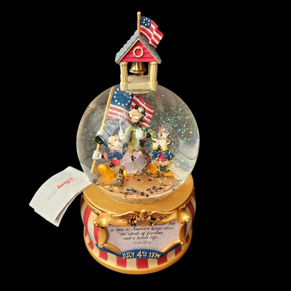 Disney Store Mickey Mouse Yankee Doodle Dandy Musical Snow Globe Working Video
